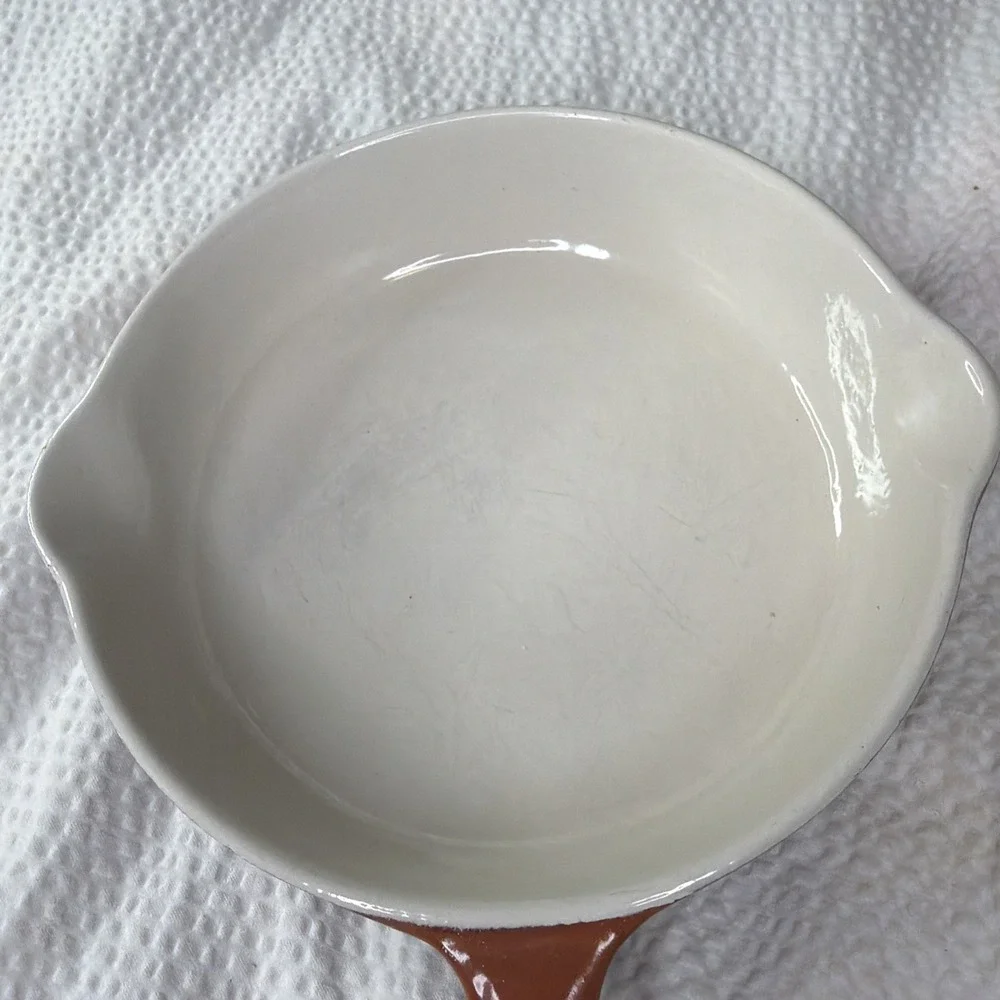 Vtg #16 Cousance LE CREUSET Skillet Flame Orange Enamel Cast Iron 6.5